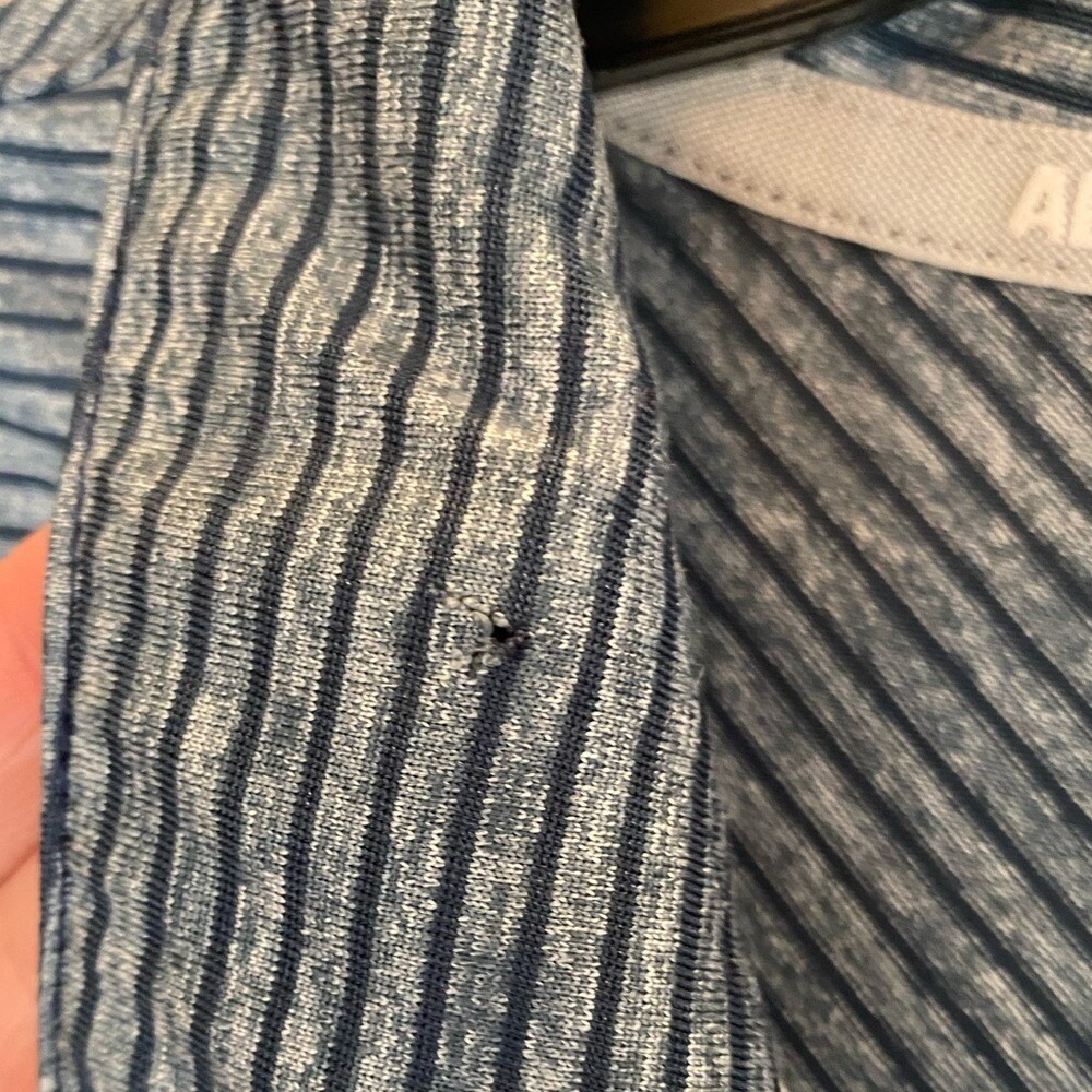 Adidas‎ Golf Polo XL Blue Gray Stripe Performance Shirt Mens Lightweight - Picture 8 of 8